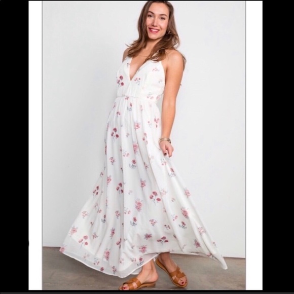 Trac Dresses & Skirts - Boho Floral Criss Cross Strap Maxi Dress NWOT